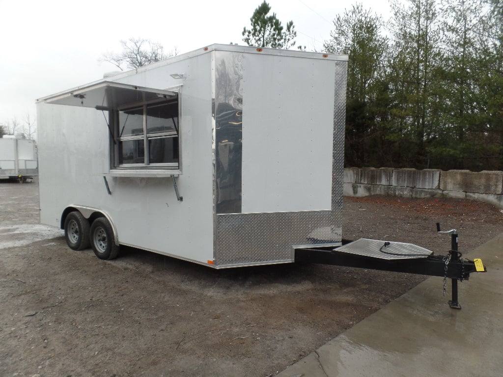 184-8.5-x-16-white-concession-food-trailer-with-appliances-1.jpg 8.5' x 16' White Concession Food Trailer With Appliances