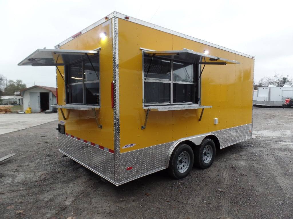 199-8.5-x-16-yellow-concession-food-trailer-with-appliances-1.jpg 8.5' x 16' Yellow Concession Food Trailer With Appliances