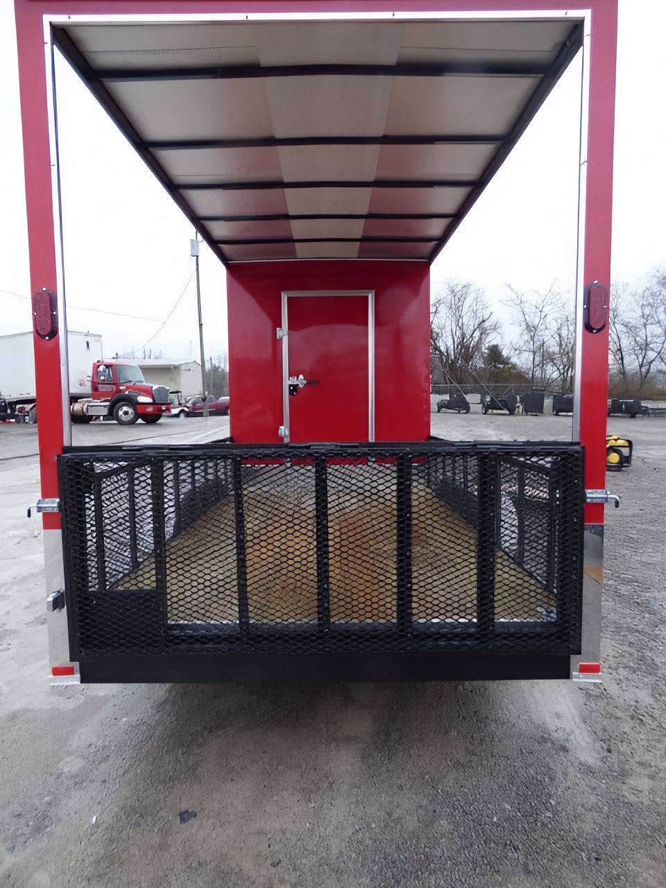 2-enclosed-trailer-7-x-20-red-hybrid-motorcycle-event-trailer-12.jpg Enclosed Trailer 7' x 20' Red Hybrid Motorcycle Event Trailer