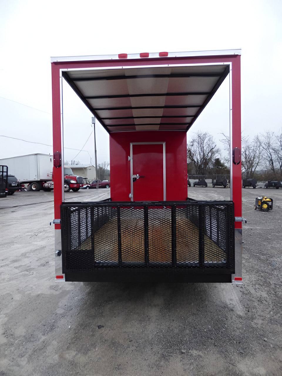 2-enclosed-trailer-7-x-20-red-hybrid-motorcycle-event-trailer-5.jpg Enclosed Trailer 7' x 20' Red Hybrid Motorcycle Event Trailer