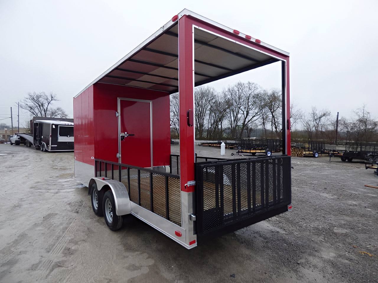 2-enclosed-trailer-7-x-20-red-hybrid-motorcycle-event-trailer-7.jpg Enclosed Trailer 7' x 20' Red Hybrid Motorcycle Event Trailer