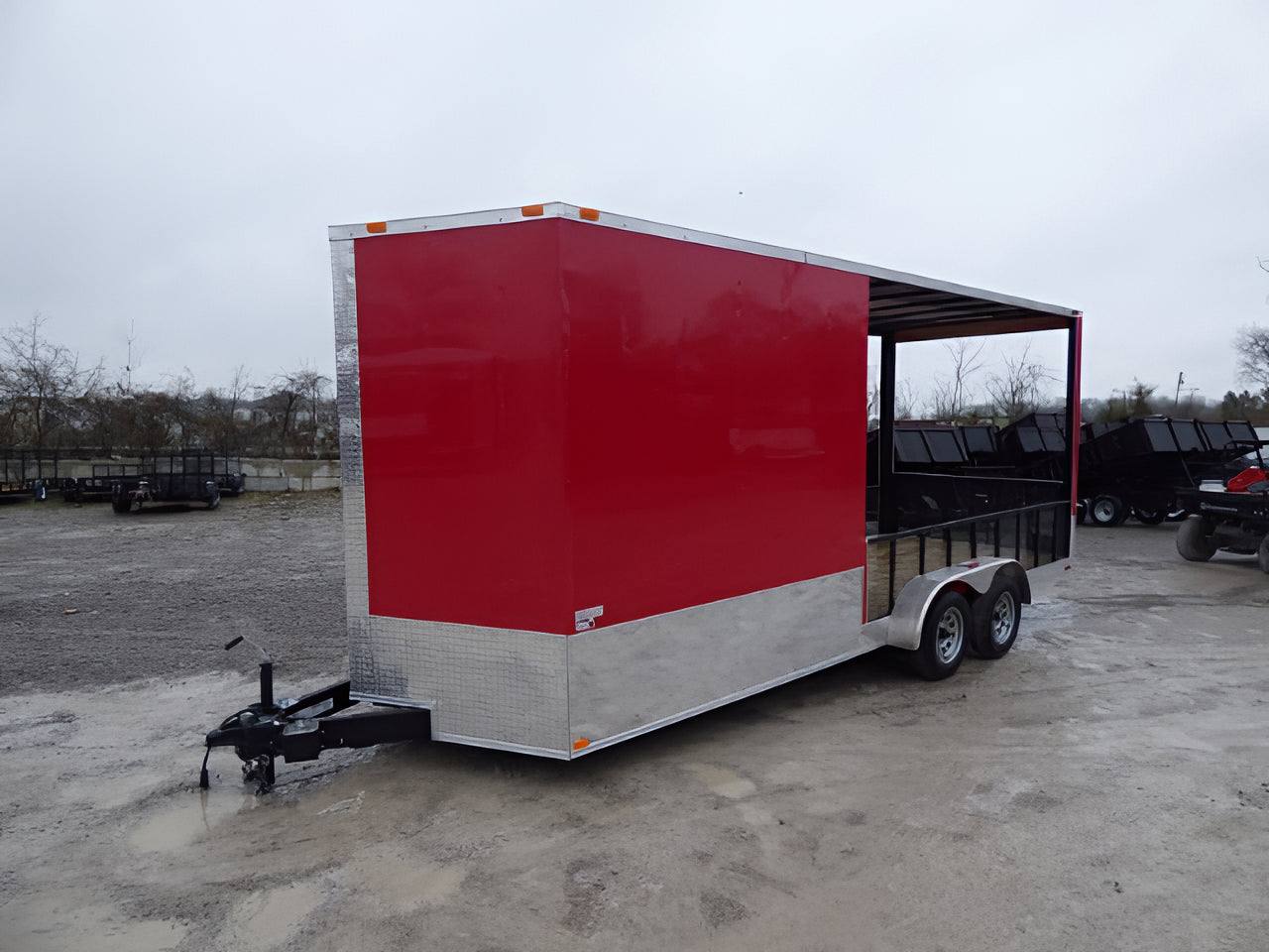 2-enclosed-trailer-7-x-20-red-hybrid-motorcycle-event-trailer-9.jpg Enclosed Trailer 7' x 20' Red Hybrid Motorcycle Event Trailer