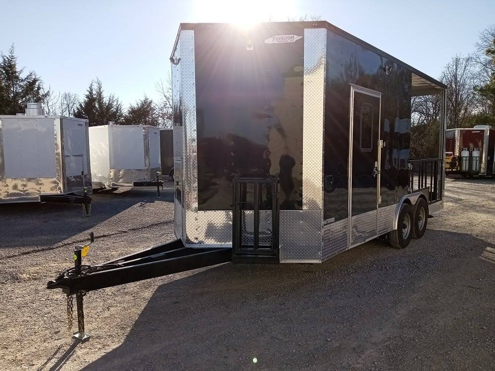 219-8.5-x-18-black-bbq-porch-food-vending-concession-trailer-3.jpg 8.5' x 18' Black BBQ Porch Food Vending Concession Trailer