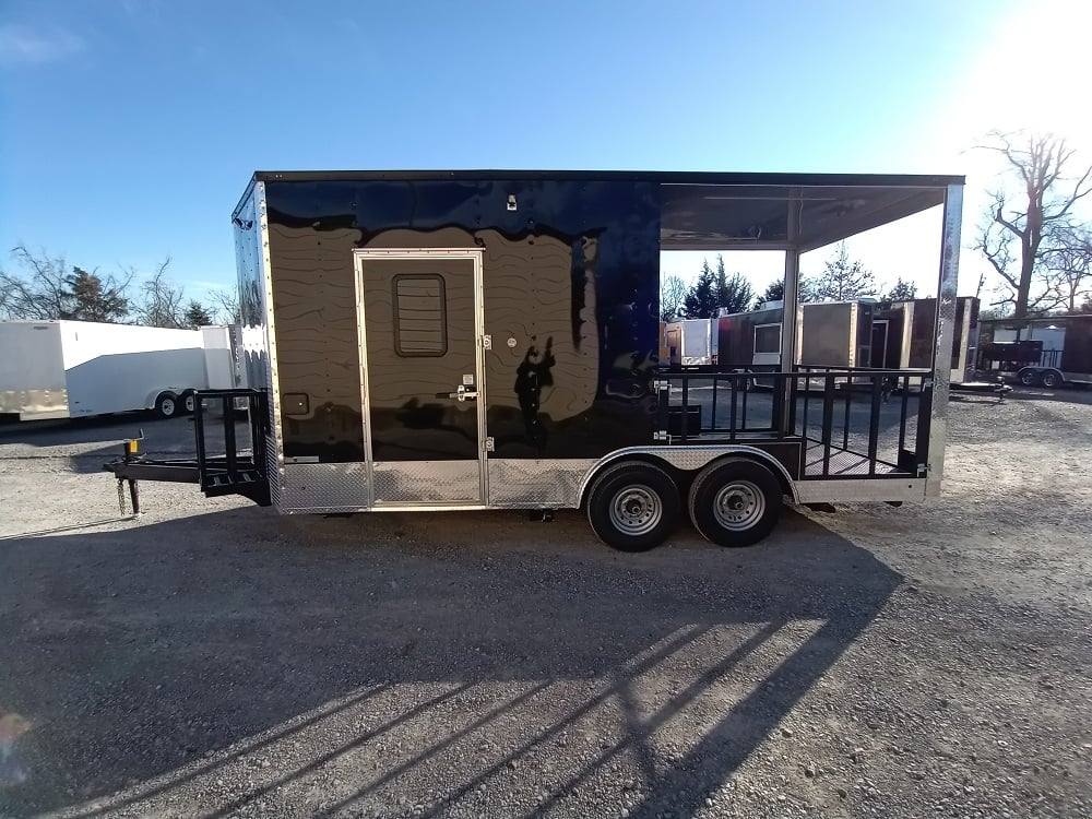 219-8.5-x-18-black-bbq-porch-food-vending-concession-trailer-4.jpg 8.5' x 18' Black BBQ Porch Food Vending Concession Trailer
