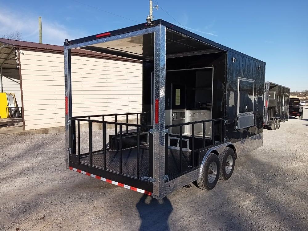 219-8.5-x-18-black-bbq-porch-food-vending-concession-trailer-8.jpg 8.5' x 18' Black BBQ Porch Food Vending Concession Trailer