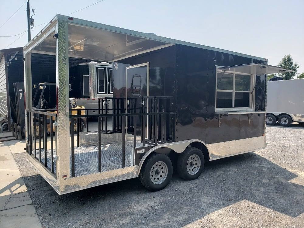 220-8.5-x-18-black-bbq-vending-concession-trailer-1.jpg 8.5' x 18' Black BBQ Vending Concession Trailer