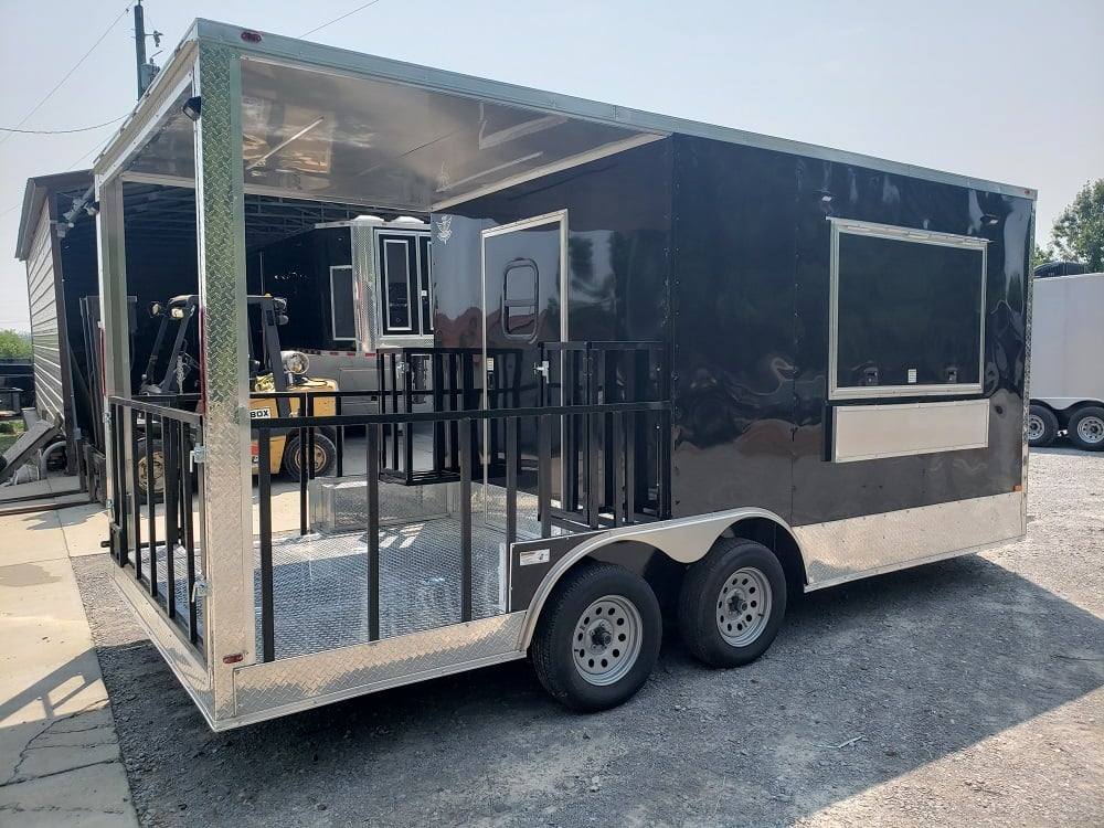 220-8.5-x-18-black-bbq-vending-concession-trailer-2.jpg 8.5' x 18' Black BBQ Vending Concession Trailer