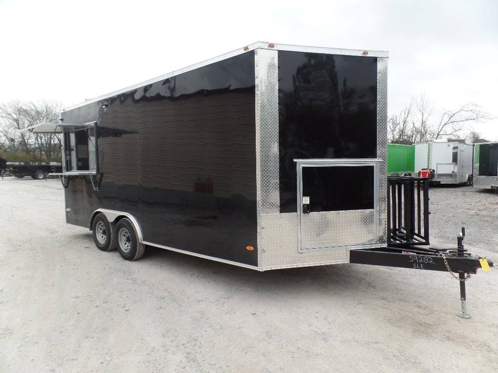 223-8.5-x-18-black-concession-food-event-catering-trailer-1.jpg 8.5' x 18' Black Concession Food Event Catering Trailer