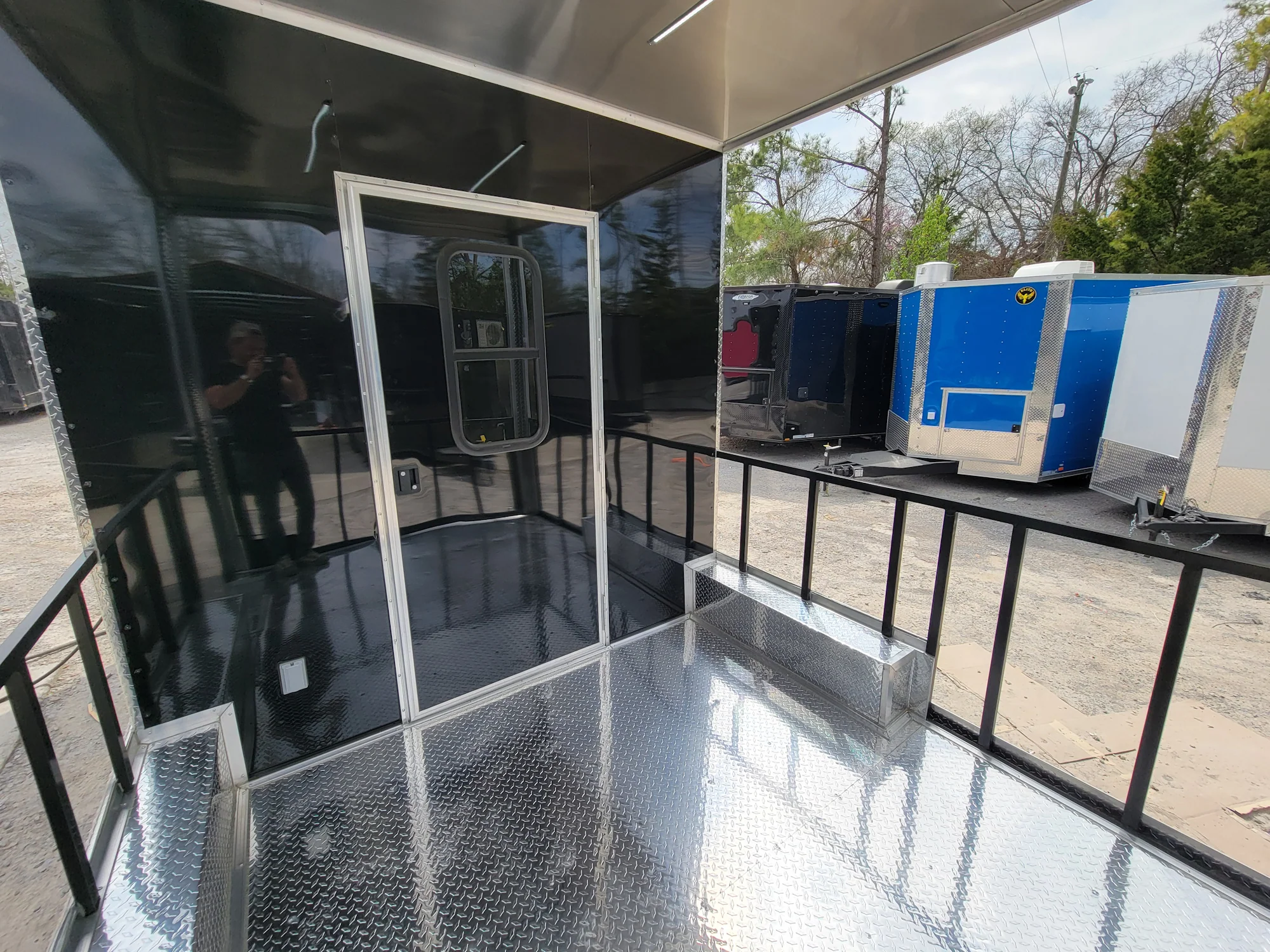 226-8.5-x-18-black-concession-trailer-with-8ft-bbq-porch-food-event-catering-11.webp 8.5' X 18' Black Concession Trailer With 8ft BBQ Porch Food Event Catering