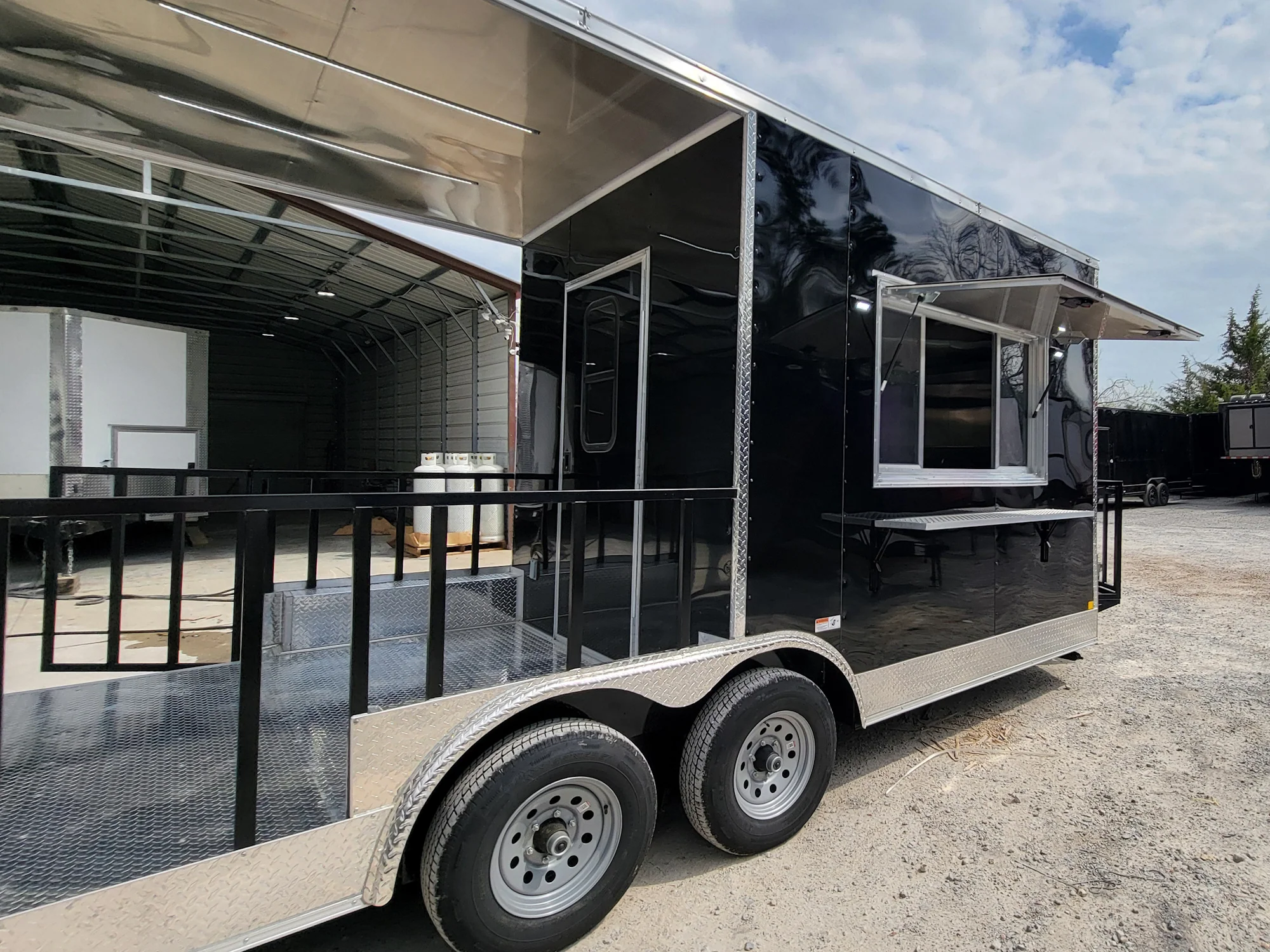 226-8.5-x-18-black-concession-trailer-with-8ft-bbq-porch-food-event-catering-23.webp 8.5' X 18' Black Concession Trailer With 8ft BBQ Porch Food Event Catering