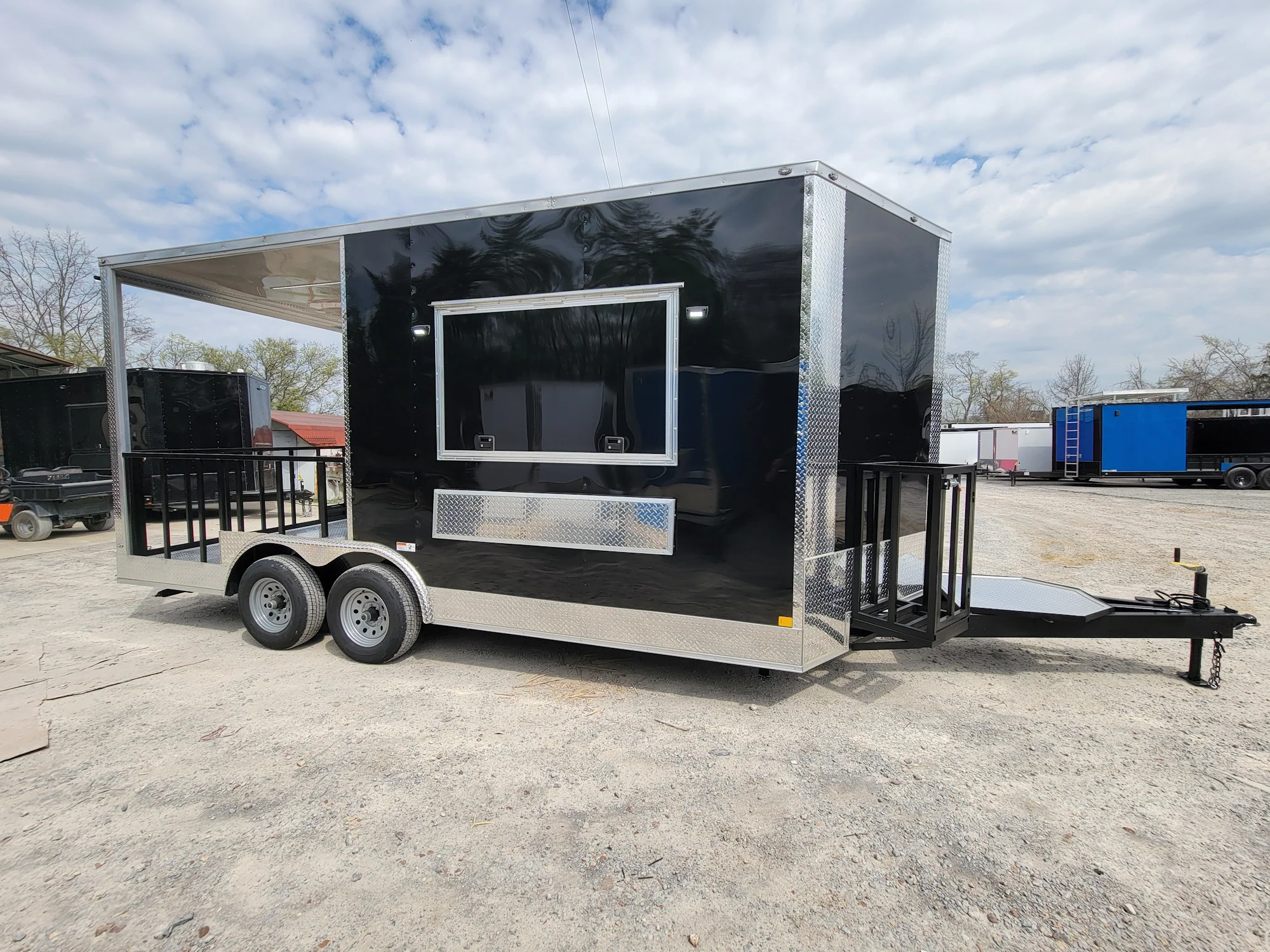 226-8.5-x-18-black-concession-trailer-with-8ft-bbq-porch-food-event-catering-4.webp 8.5' X 18' Black Concession Trailer With 8ft BBQ Porch Food Event Catering