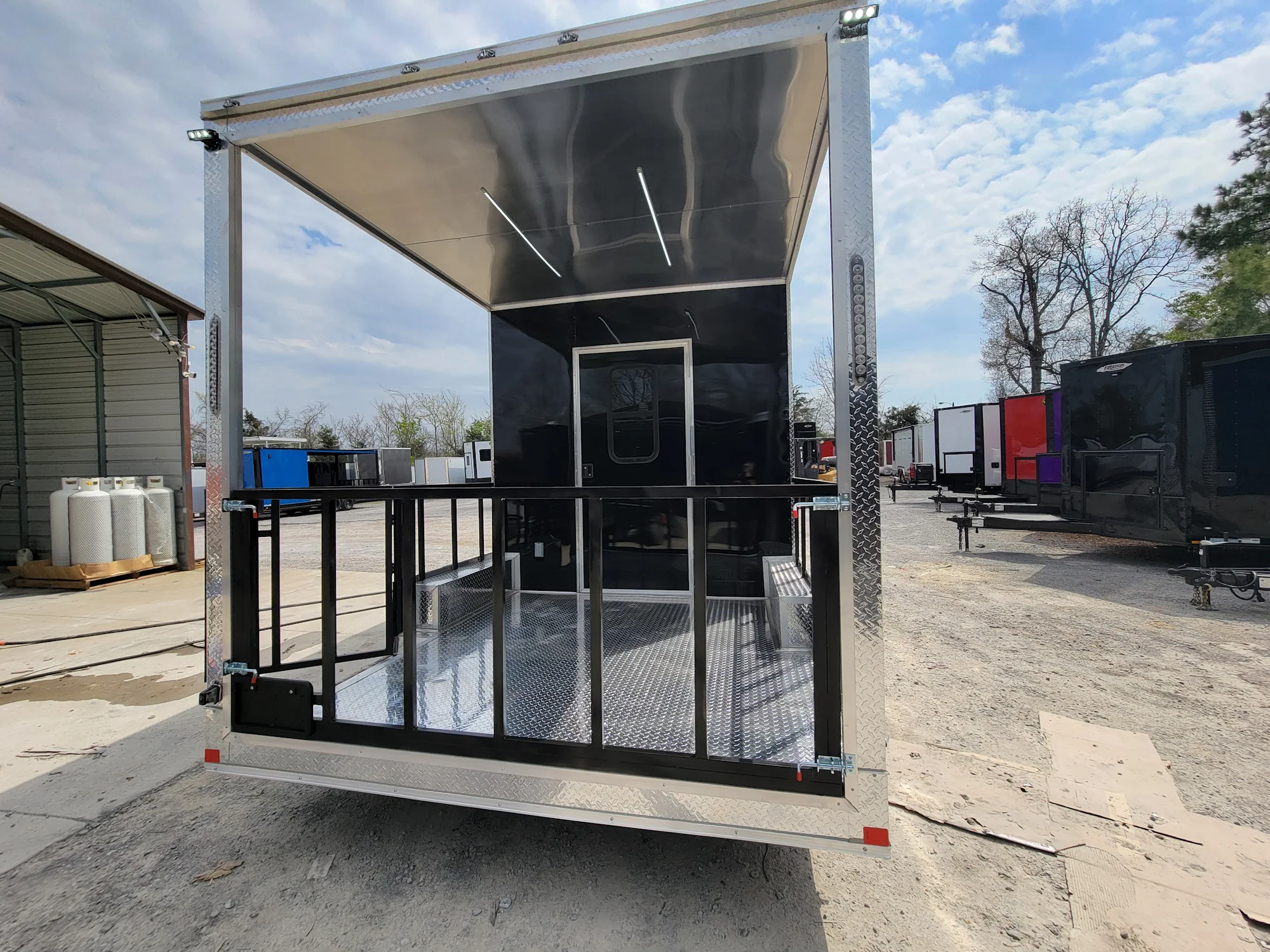 226-8.5-x-18-black-concession-trailer-with-8ft-bbq-porch-food-event-catering-6.webp 8.5' X 18' Black Concession Trailer With 8ft BBQ Porch Food Event Catering