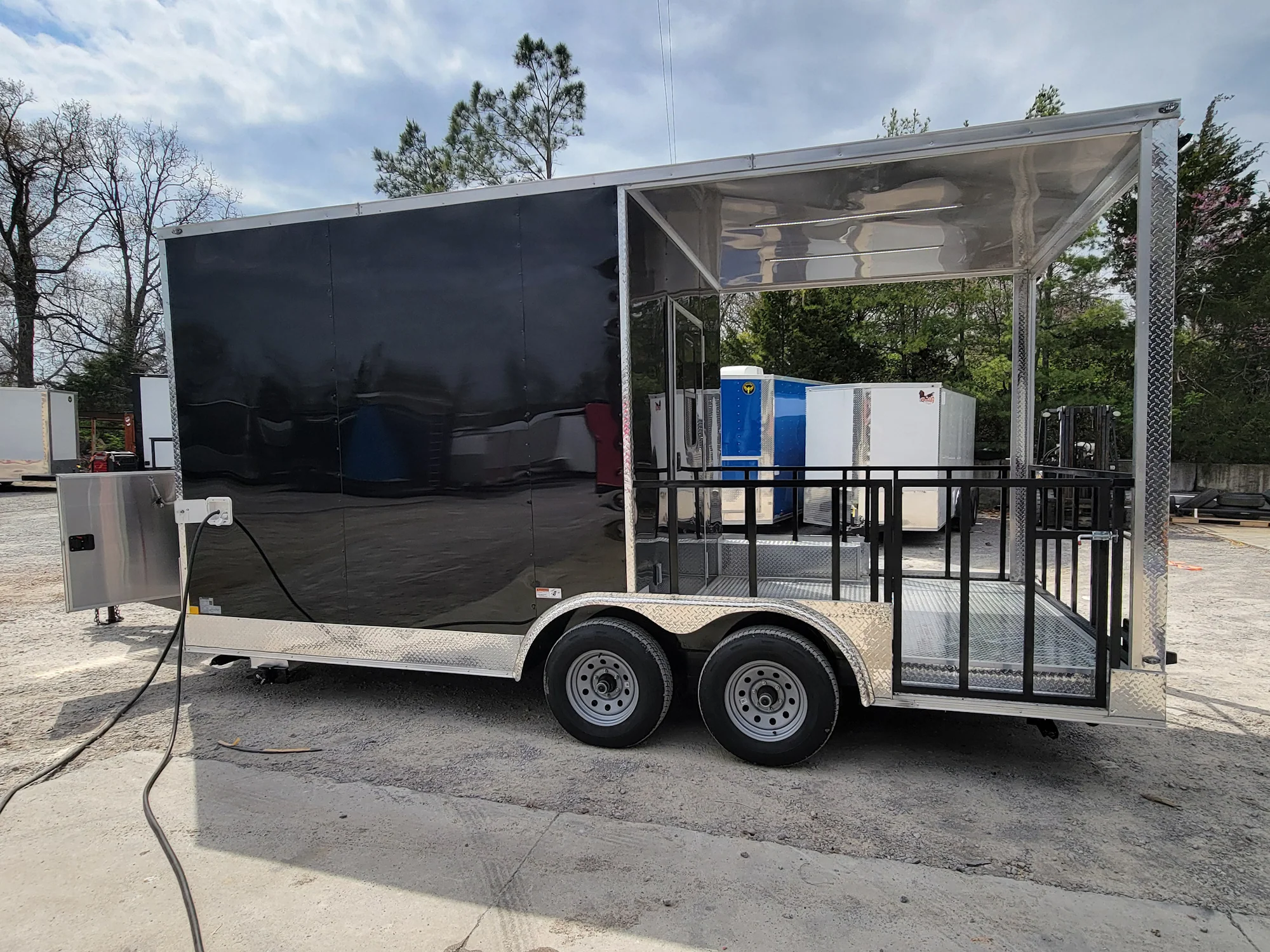 226-8.5-x-18-black-concession-trailer-with-8ft-bbq-porch-food-event-catering-8.webp 8.5' X 18' Black Concession Trailer With 8ft BBQ Porch Food Event Catering