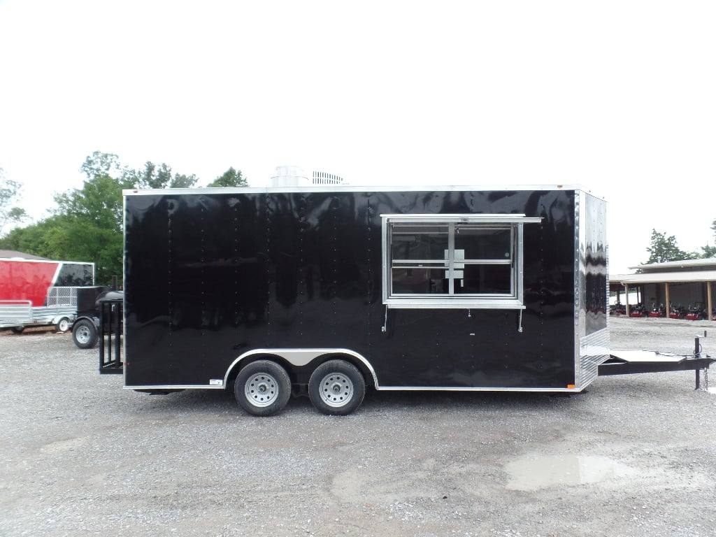 228-8.5-x-18-black-food-catering-concession-trailer-1.jpg 8.5' x 18' Black Food Catering Concession Trailer