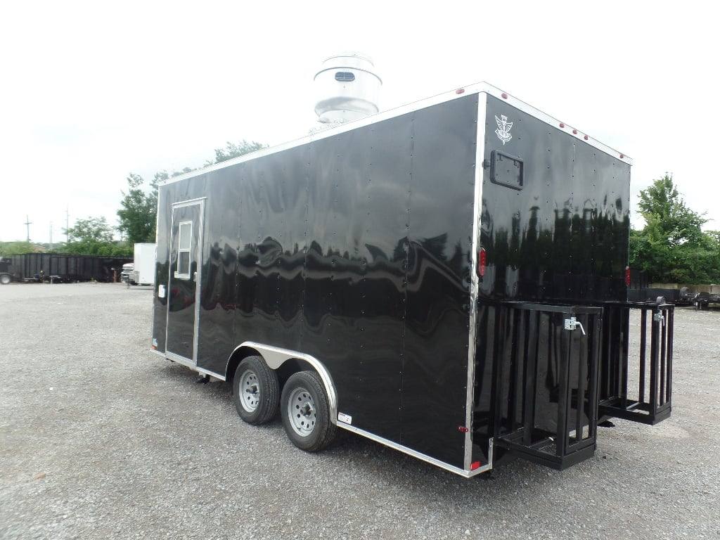 228-8.5-x-18-black-food-catering-concession-trailer-5.jpg 8.5' x 18' Black Food Catering Concession Trailer