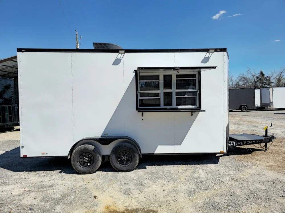 7' X 16' White Concession Trailer Food Event Catering