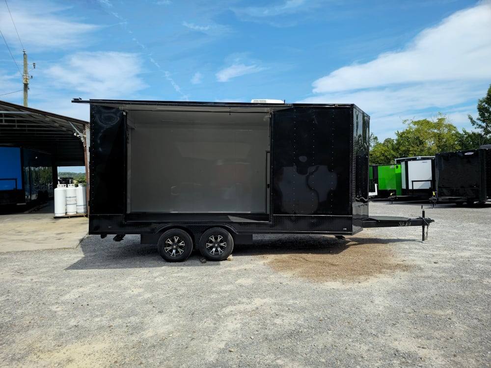 231-8.5-x-18-black-w-blackout-enclosed-marketing-trailer-3.jpg 8.5' X 18' Black W Blackout Enclosed Marketing Trailer