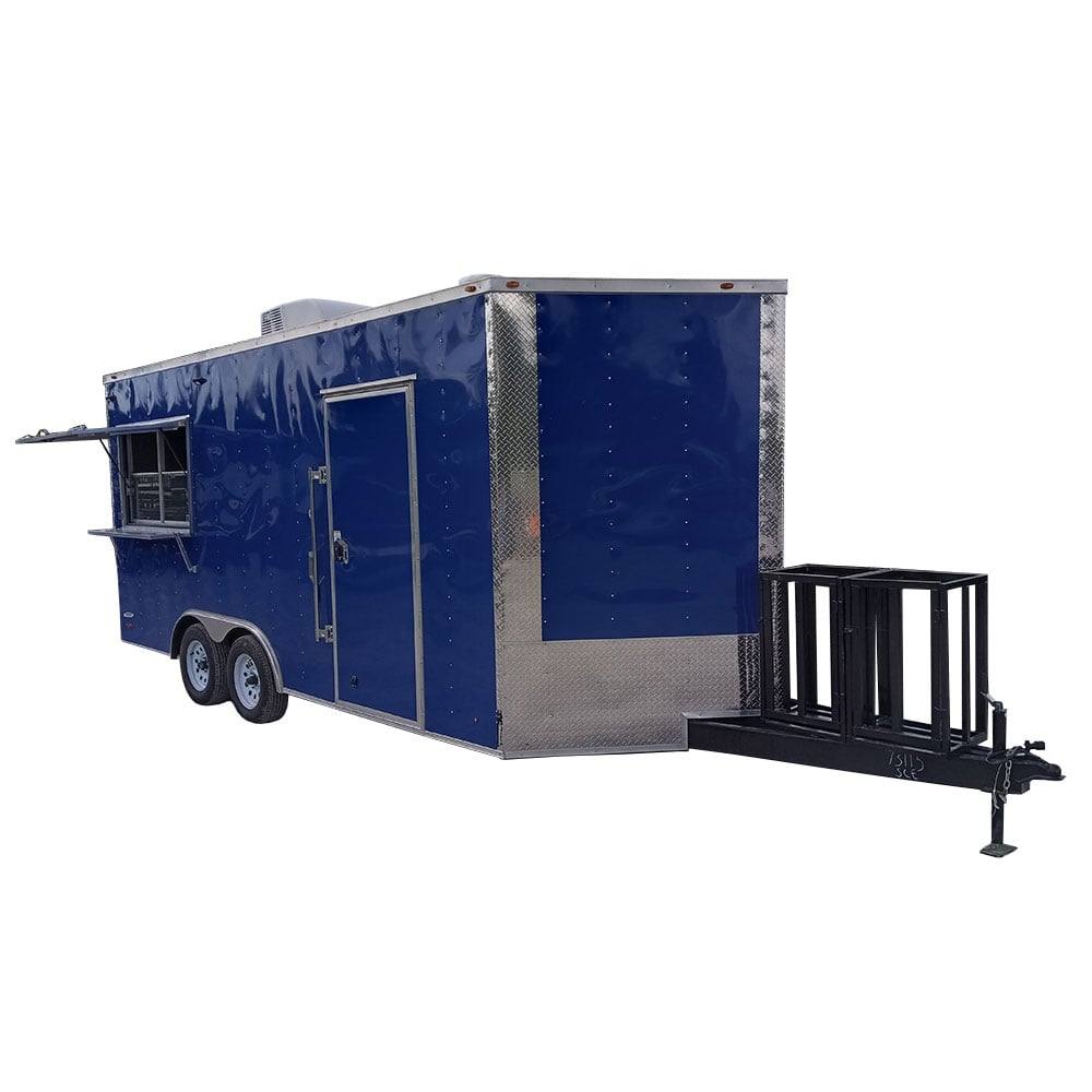 8.5' x 18' Cobalt Blue Concession Trailer