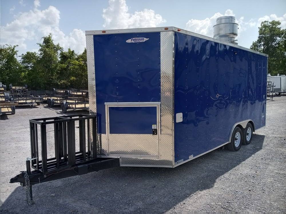 8.5' x 18' Cobalt Blue Concession Trailer