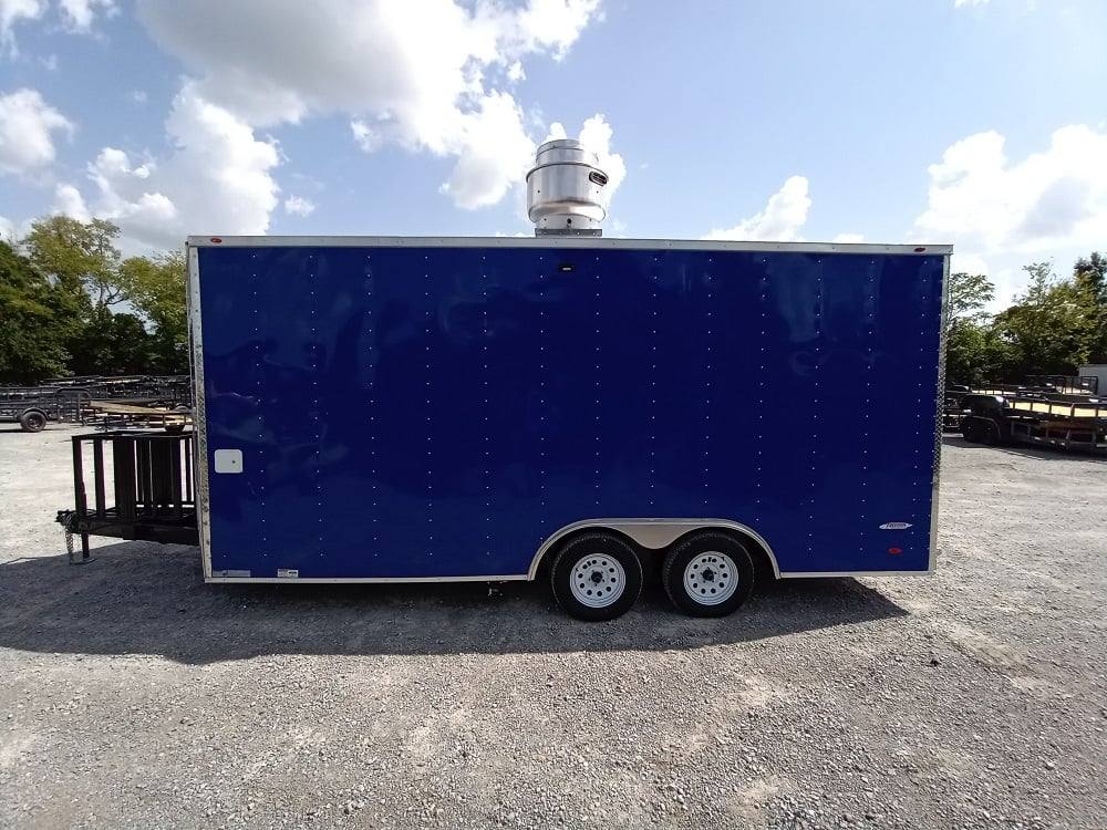 8.5' x 18' Cobalt Blue Concession Trailer