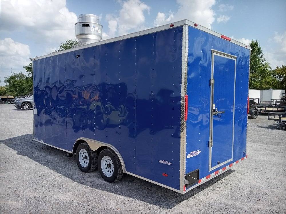 8.5' x 18' Cobalt Blue Concession Trailer