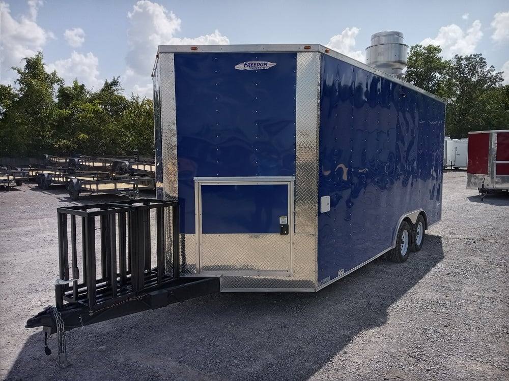 8.5' x 18' Cobalt Blue Concession Trailer