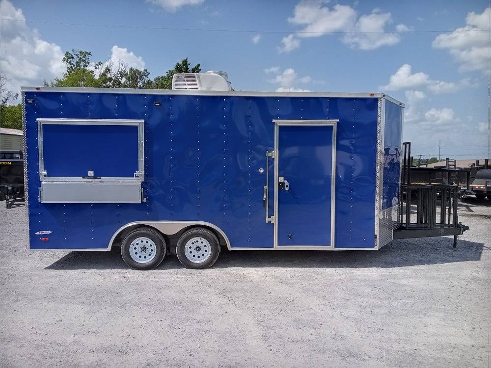 8.5' x 18' Cobalt Blue Concession Trailer