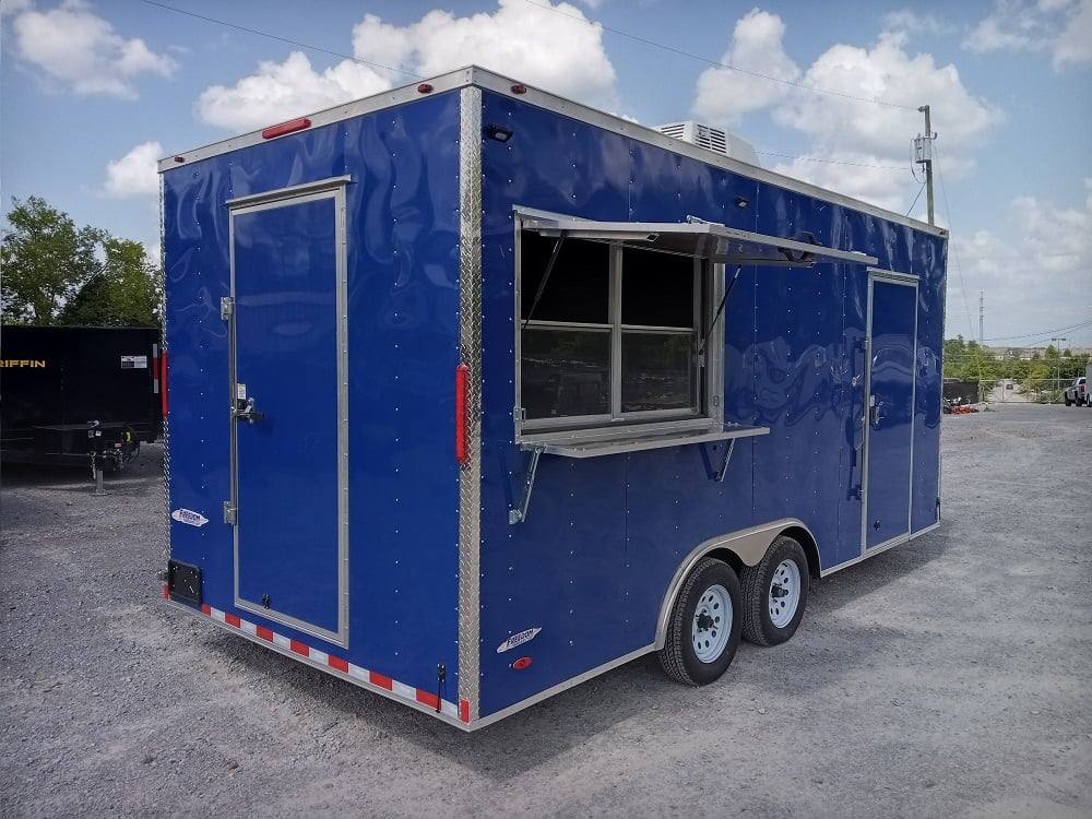 8.5' x 18' Cobalt Blue Concession Trailer