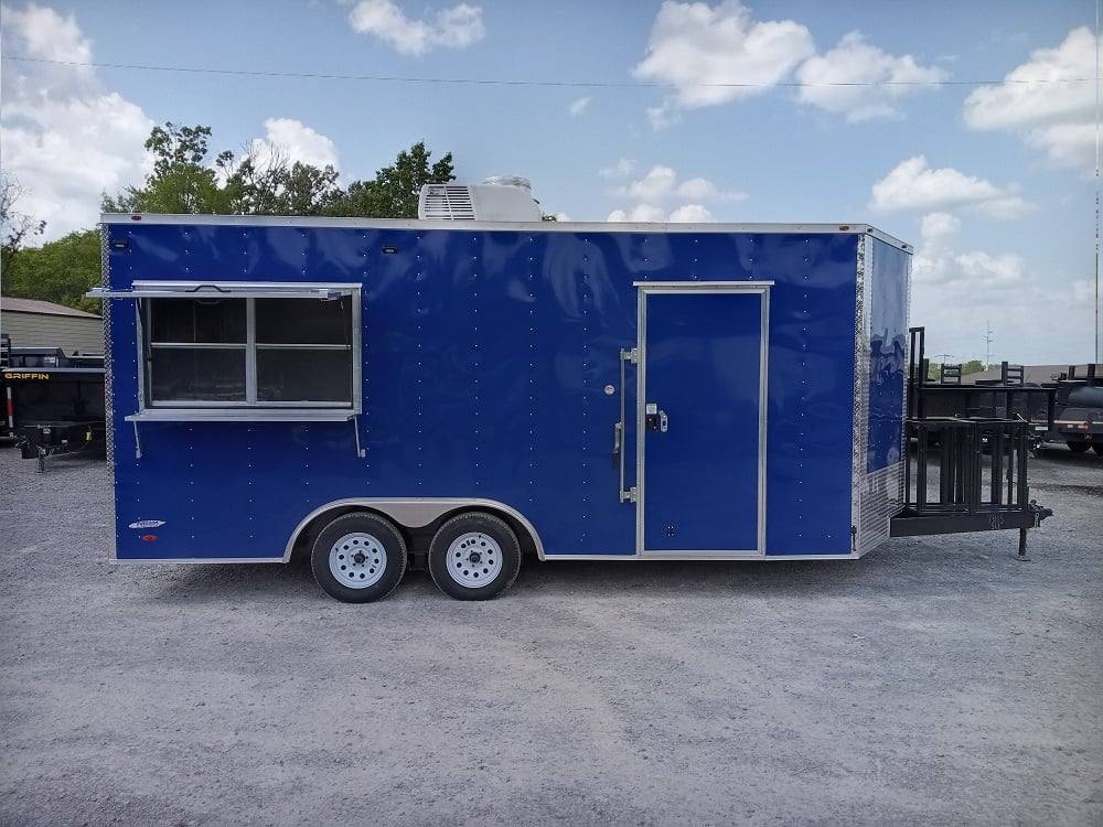 8.5' x 18' Cobalt Blue Concession Trailer