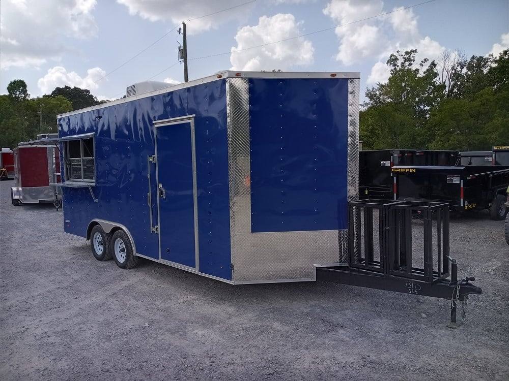 8.5' x 18' Cobalt Blue Concession Trailer