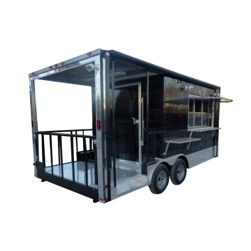 8.5' x 18' Concession Trailer Black BBQ Catering Event