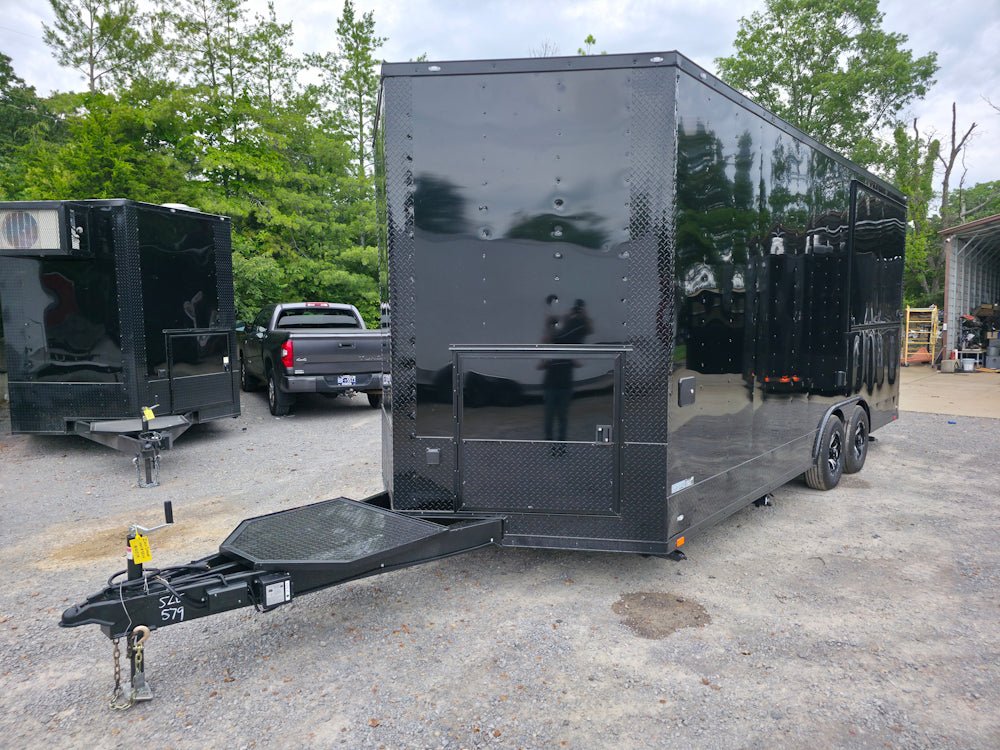 26-8.5-x-20-black-w-blackout-concession-trailer-with-8-porch-food-event-catering-3.jpg 8.5 X 20 Black W/ Blackout Concession Trailer With 8' Porch Food Event Catering