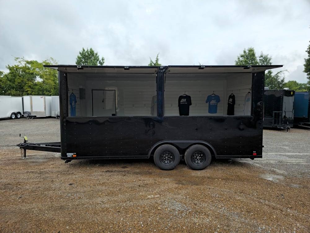 8.5' X 18' Concession Trailer Black Marketing Event T-Shirts
