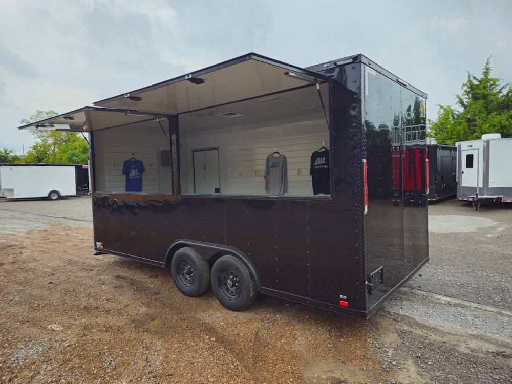 8.5' X 18' Concession Trailer Black Marketing Event T-Shirts