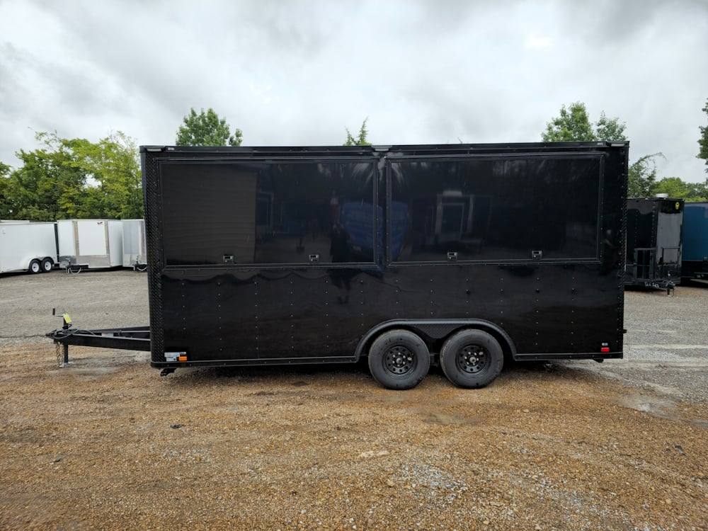 8.5' X 18' Concession Trailer Black Marketing Event T-Shirts