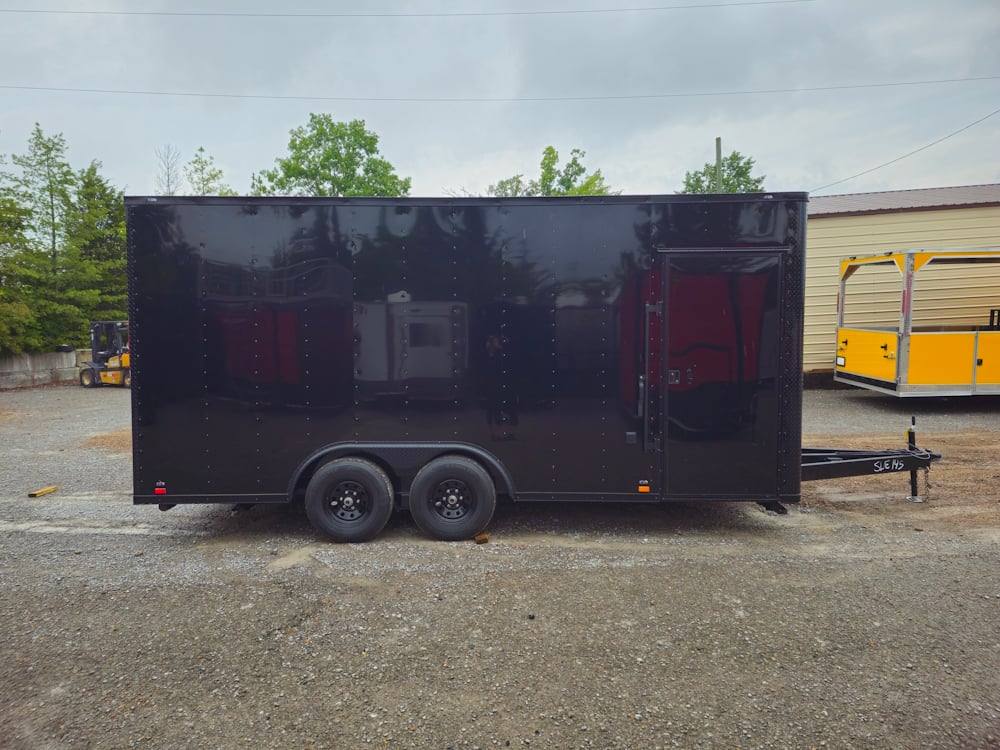 8.5' X 18' Concession Trailer Black Marketing Event T-Shirts