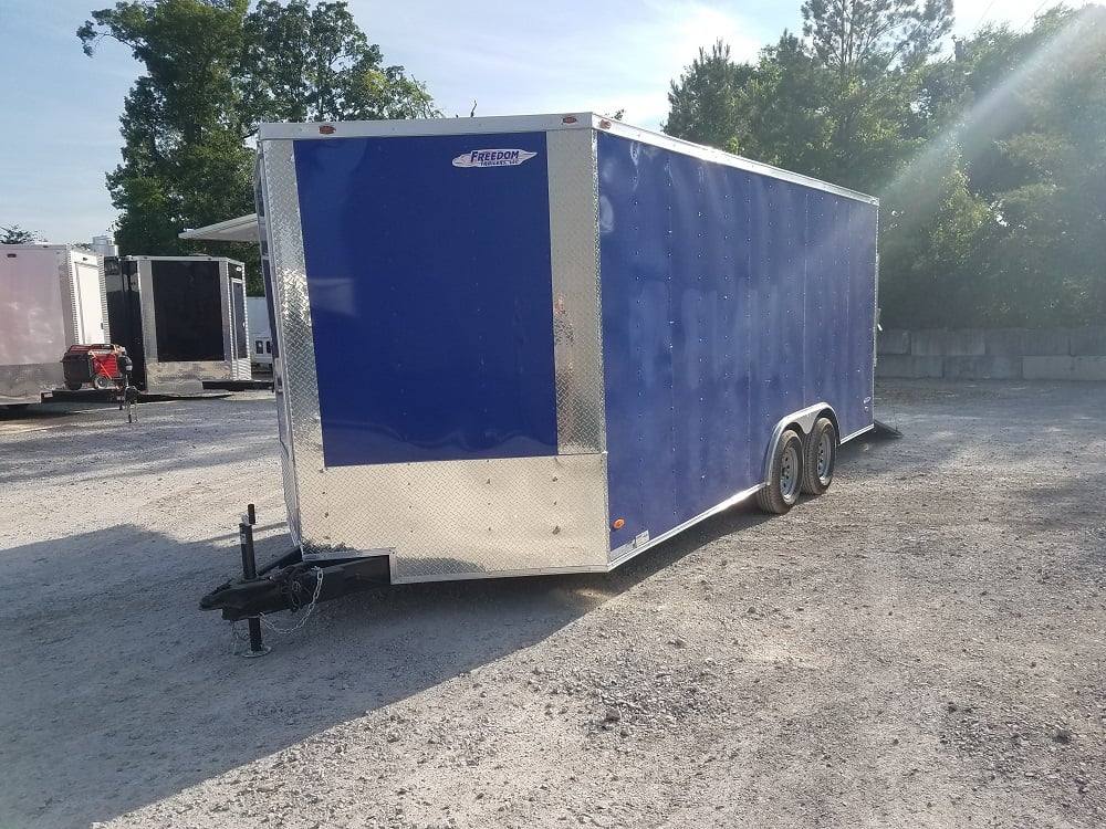8.5' X 18' Custom Cobalt Blue Enclosed Trailer
