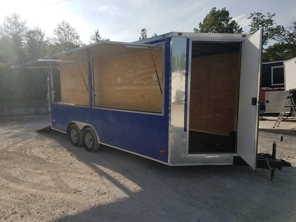 8.5' X 18' Custom Cobalt Blue Enclosed Trailer