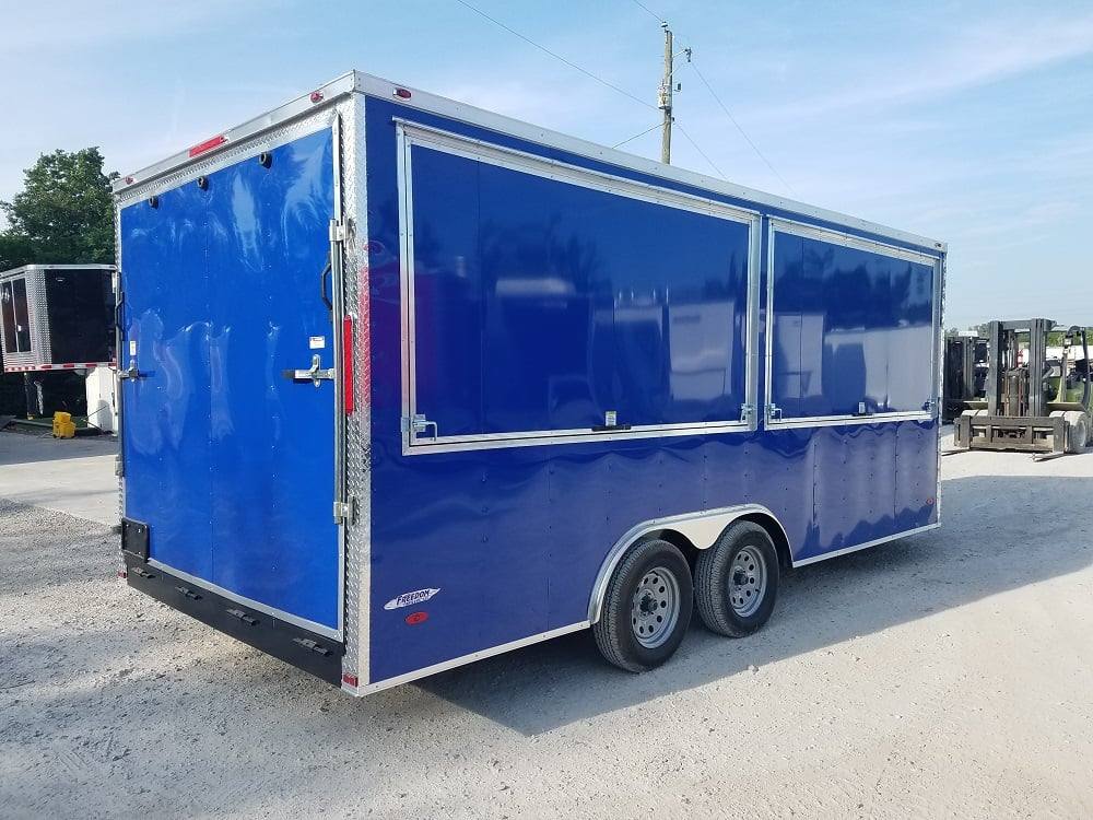 8.5' X 18' Custom Cobalt Blue Enclosed Trailer