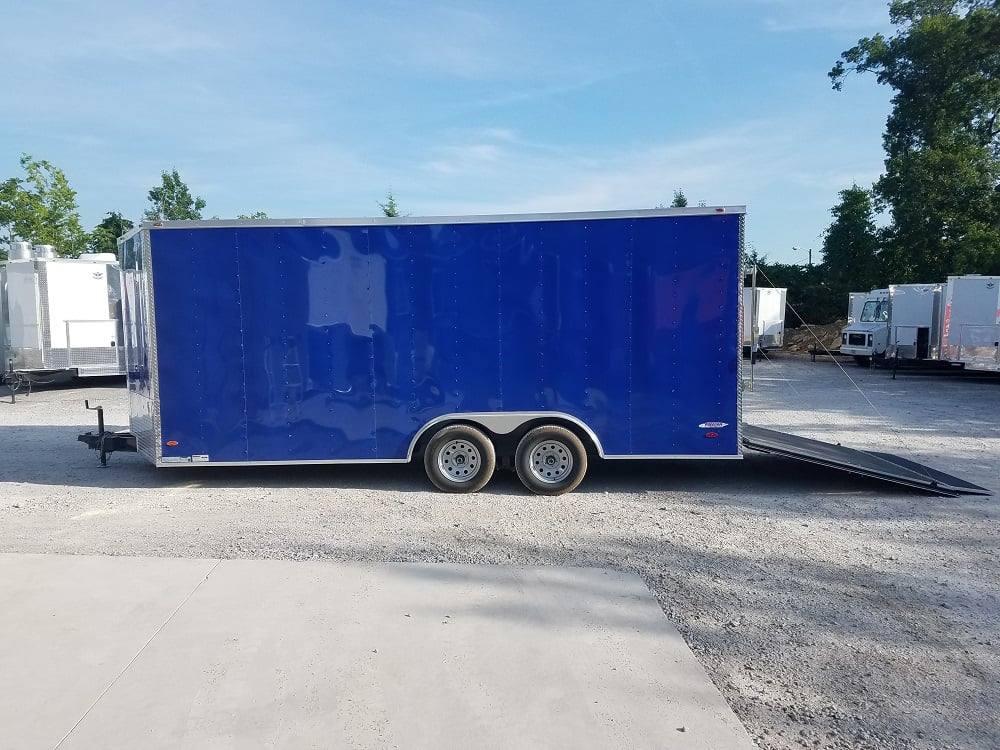 8.5' X 18' Custom Cobalt Blue Enclosed Trailer