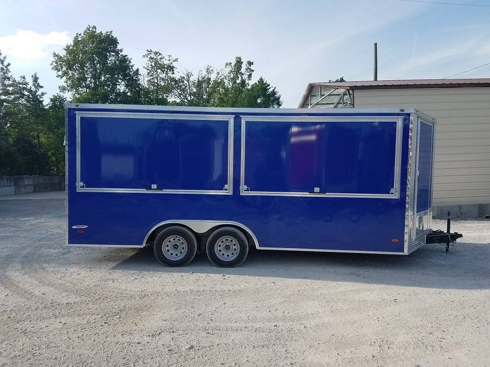8.5' X 18' Custom Cobalt Blue Enclosed Trailer