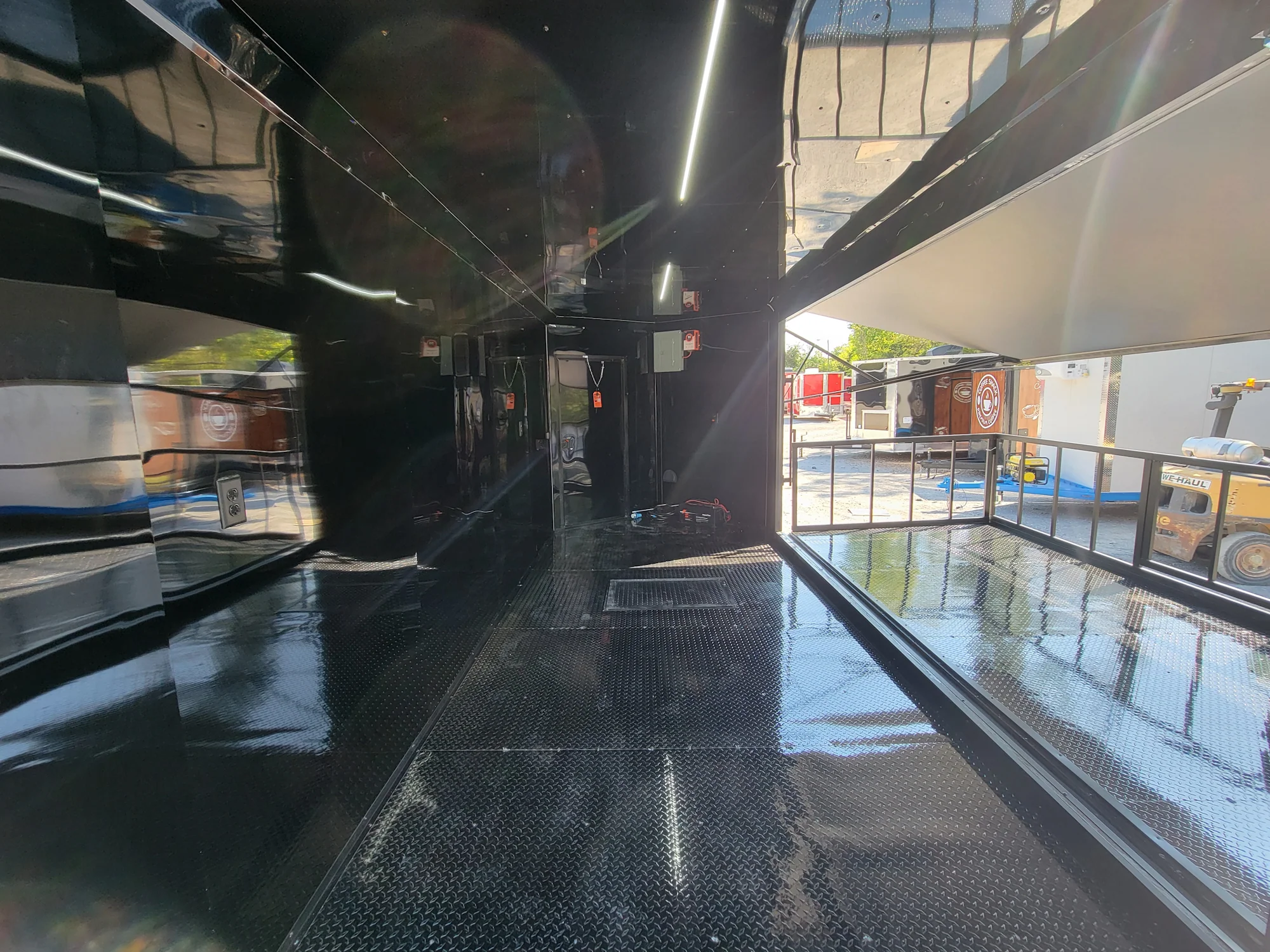 8.5' X 18' Custom Enclosed Stage and Event Deck over Blackout With Black Trim