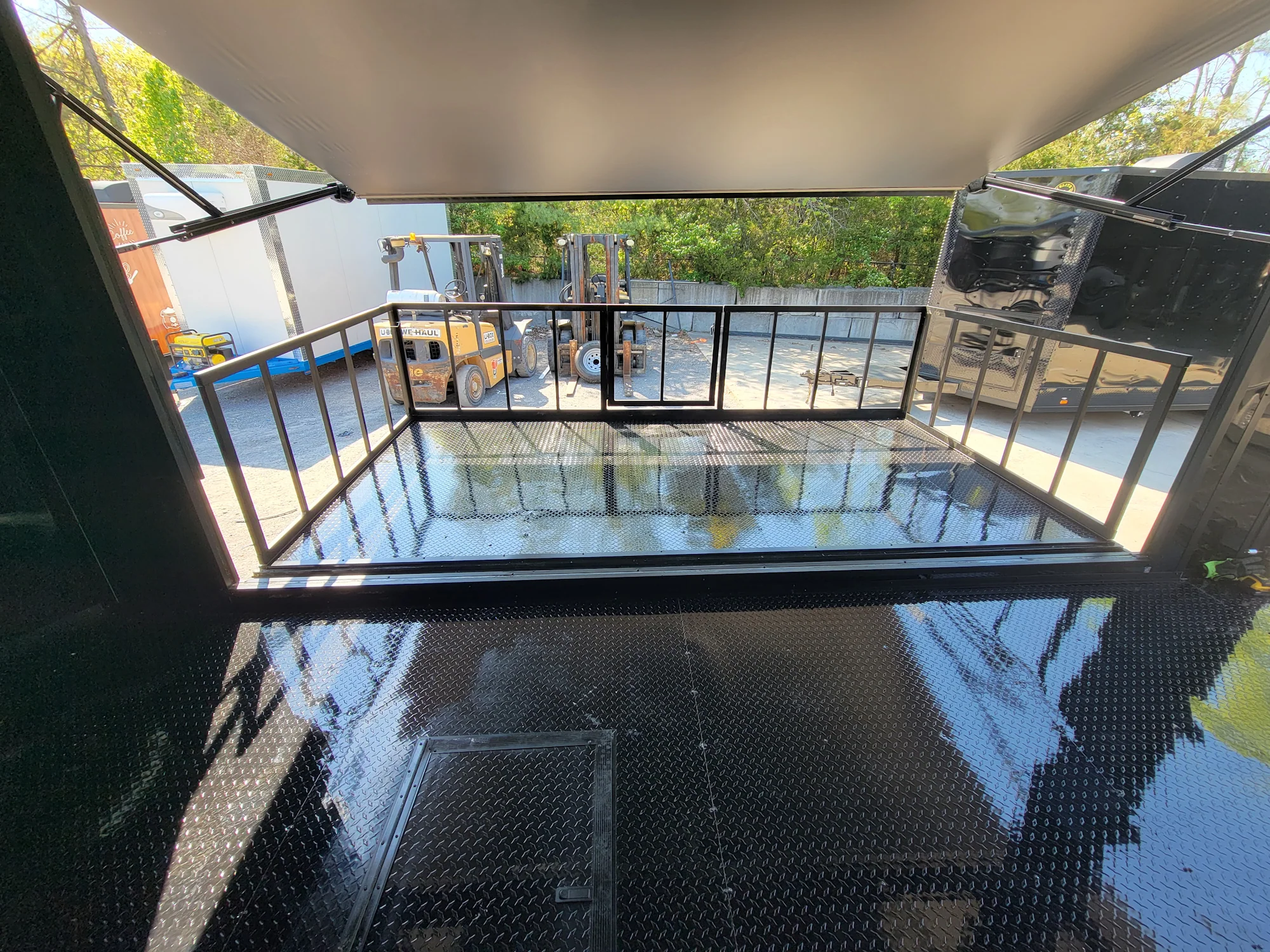 8.5' X 18' Custom Enclosed Stage and Event Deck over Blackout With Black Trim