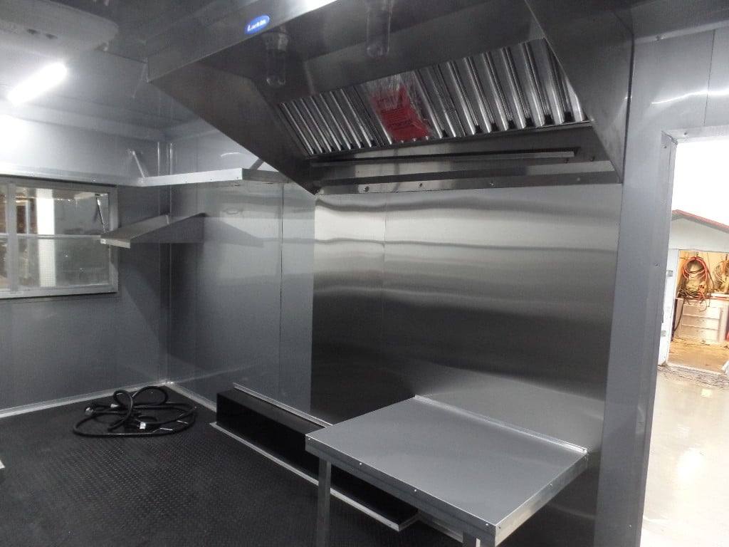 8.5' x 18' Indigo Blue Flat Nose Concession Food Trailer With Appliances