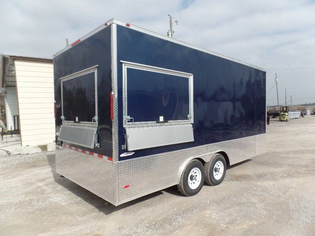 8.5' x 18' Indigo Blue Flat Nose Concession Food Trailer With Appliances