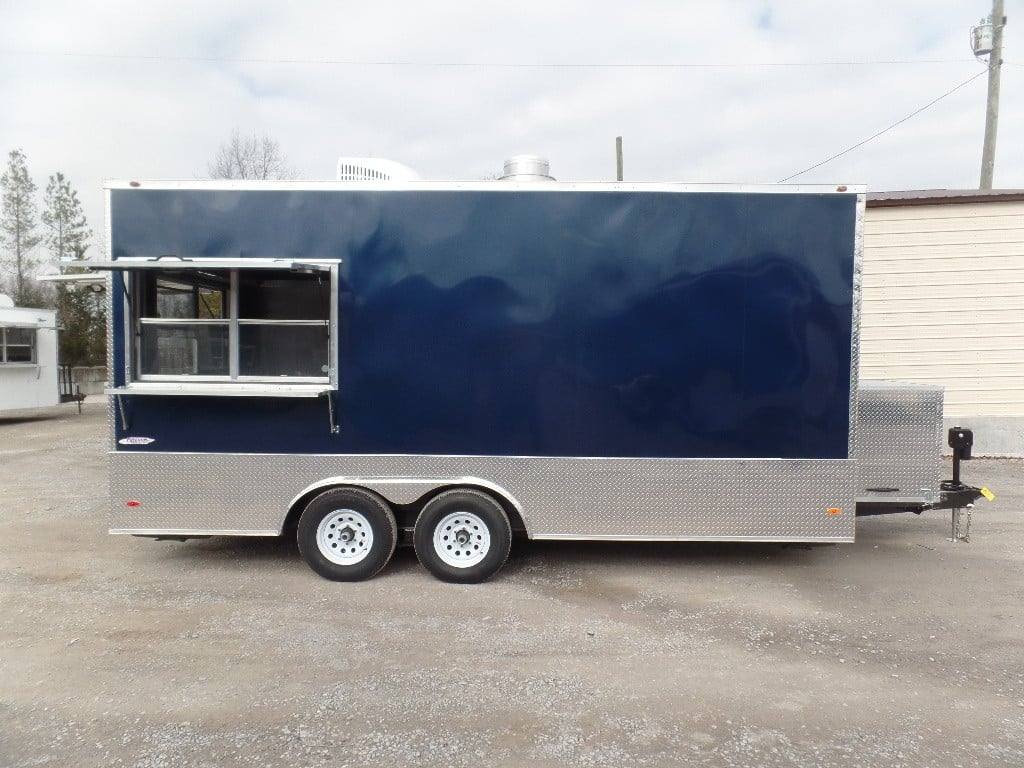 8.5' x 18' Indigo Blue Flat Nose Concession Food Trailer With Appliances