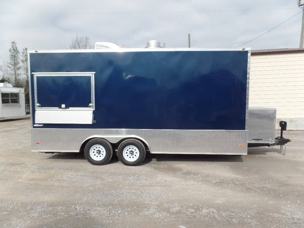 8.5' x 18' Indigo Blue Flat Nose Concession Food Trailer With Appliances