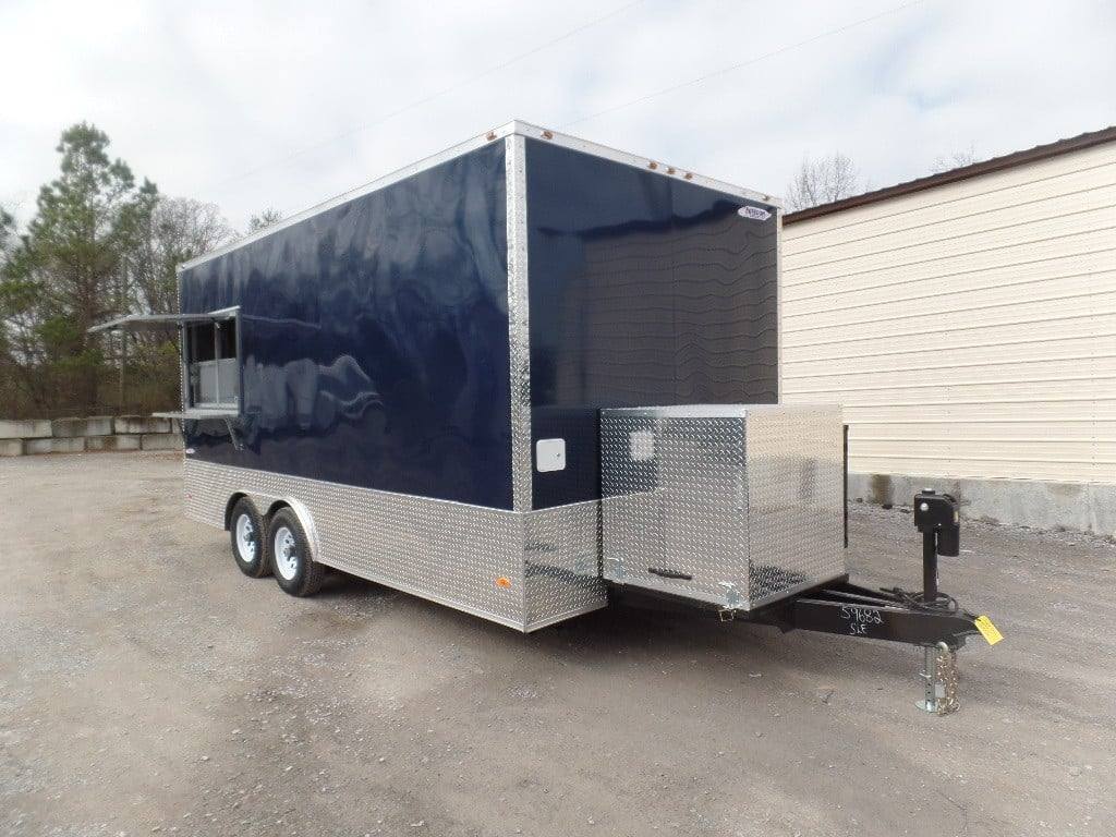 8.5' x 18' Indigo Blue Flat Nose Concession Food Trailer With Appliances