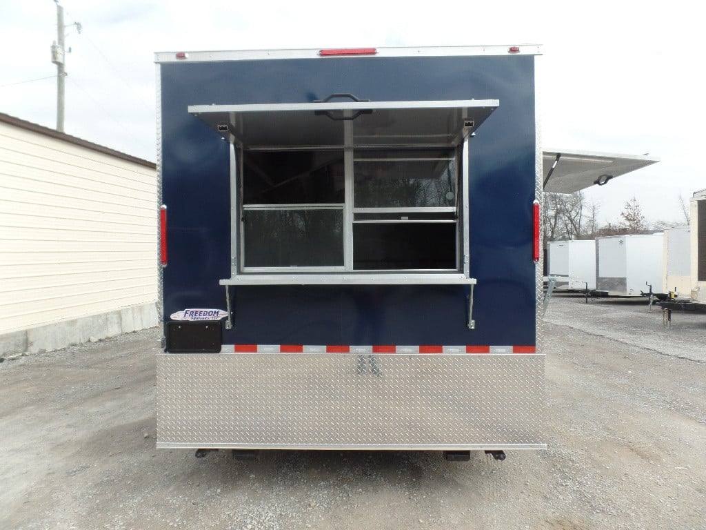 8.5' x 18' Indigo Blue Flat Nose Concession Food Trailer With Appliances