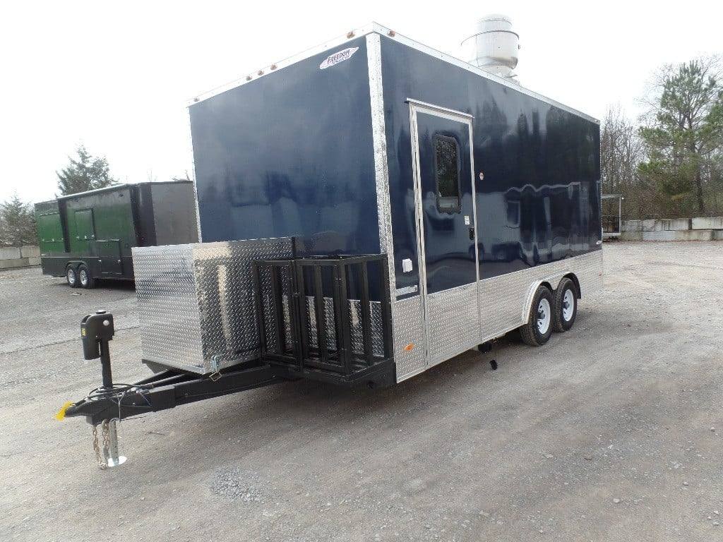 8.5' x 18' Indigo Blue Flat Nose Concession Food Trailer With Appliances